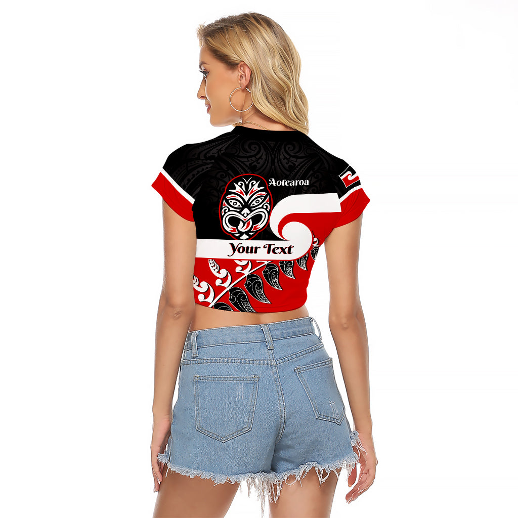 Personalised Te Reo Maori New Zealand Raglan Cropped T Shirt Kia Haka Maori Fern With Tino Rangatiratanga LT14 - Polynesian Pride