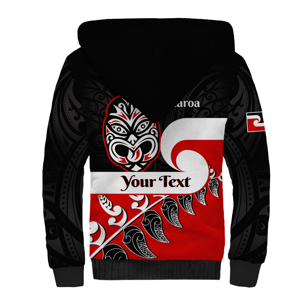 Personalised Te Reo Maori New Zealand Sherpa Hoodie Kia Haka Maori Fern With Tino Rangatiratanga LT14 - Polynesian Pride
