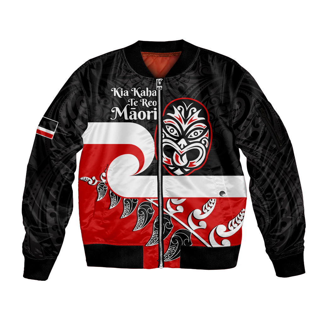 Personalised Te Reo Maori New Zealand Sleeve Zip Bomber Jacket Kia Haka Maori Fern With Tino Rangatiratanga LT14 Unisex Red - Polynesian Pride