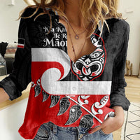 Personalised Te Reo Maori New Zealand Women Casual Shirt Kia Haka Maori Fern With Tino Rangatiratanga LT14 Female Red - Polynesian Pride