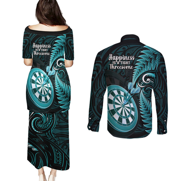Fiji School Couples Matching Puletasi Dress and Long Sleeve Button Shirts Suva Grammar Lions With Fijian Tapa LT14