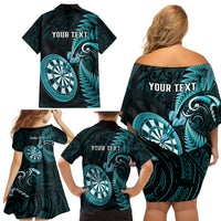 personalised-new-zealand-darts-family-matching-off-shoulder-short-dress-and-hawaiian-shirt-happiness-is-a-tight-threesome-maori-turquoise