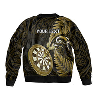 Personalised New Zealand Darts Bomber Jacket Happiness Is A Tight Threesome Maori Gold LT14 - Polynesian Pride