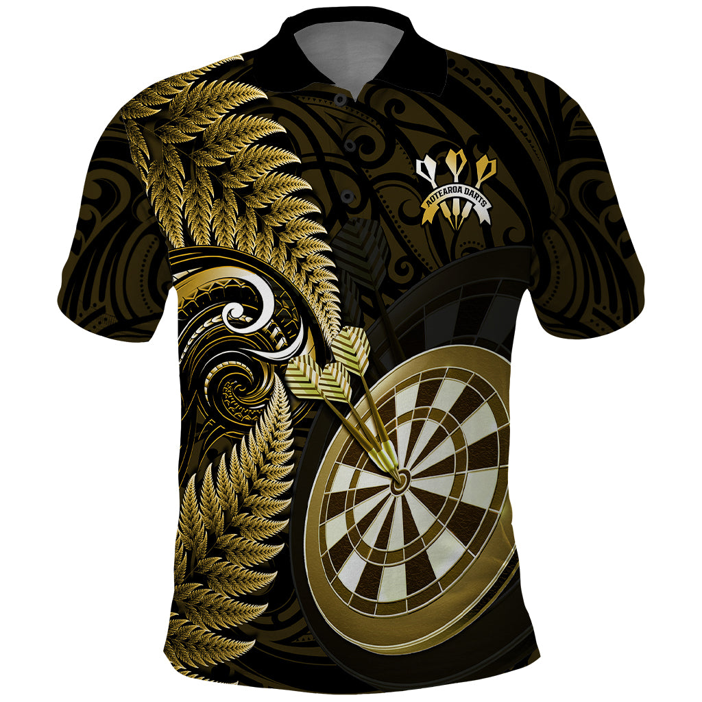 Personalised New Zealand Darts Polo Shirt Happiness Is A Tight Threesome Maori Gold LT14 Gold - Polynesian Pride