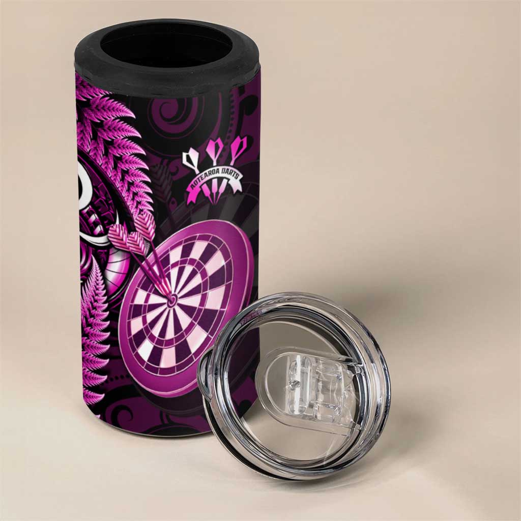 New Zealand Darts 4 in 1 Can Cooler Tumbler Happiness Is A Tight Threesome Maori Pink