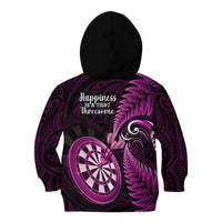 New Zealand Darts Kid Hoodie Happiness Is A Tight Threesome Maori Pink LT14 - Polynesian Pride