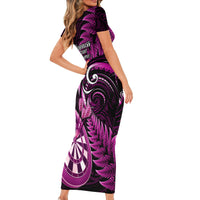 New Zealand Darts Short Sleeve Bodycon Dress Happiness Is A Tight Threesome Maori Pink LT14 - Polynesian Pride
