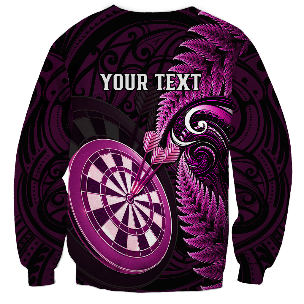 Personalised New Zealand Darts Sweatshirt Happiness Is A Tight Threesome Maori Pink LT14 - Polynesian Pride