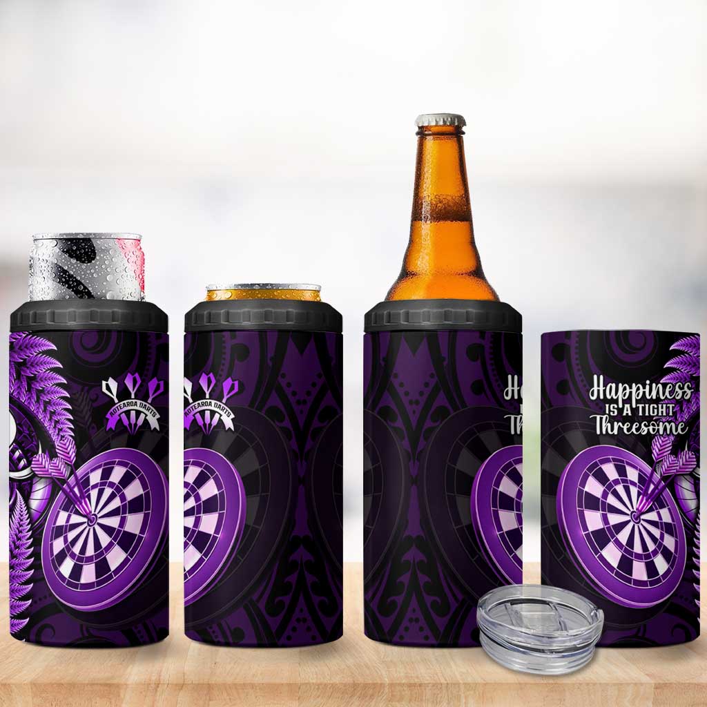New Zealand Darts 4 in 1 Can Cooler Tumbler Happiness Is A Tight Threesome Maori Purple