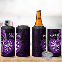 Personalised New Zealand Darts 4 in 1 Can Cooler Tumbler Happiness Is A Tight Threesome Maori Purple