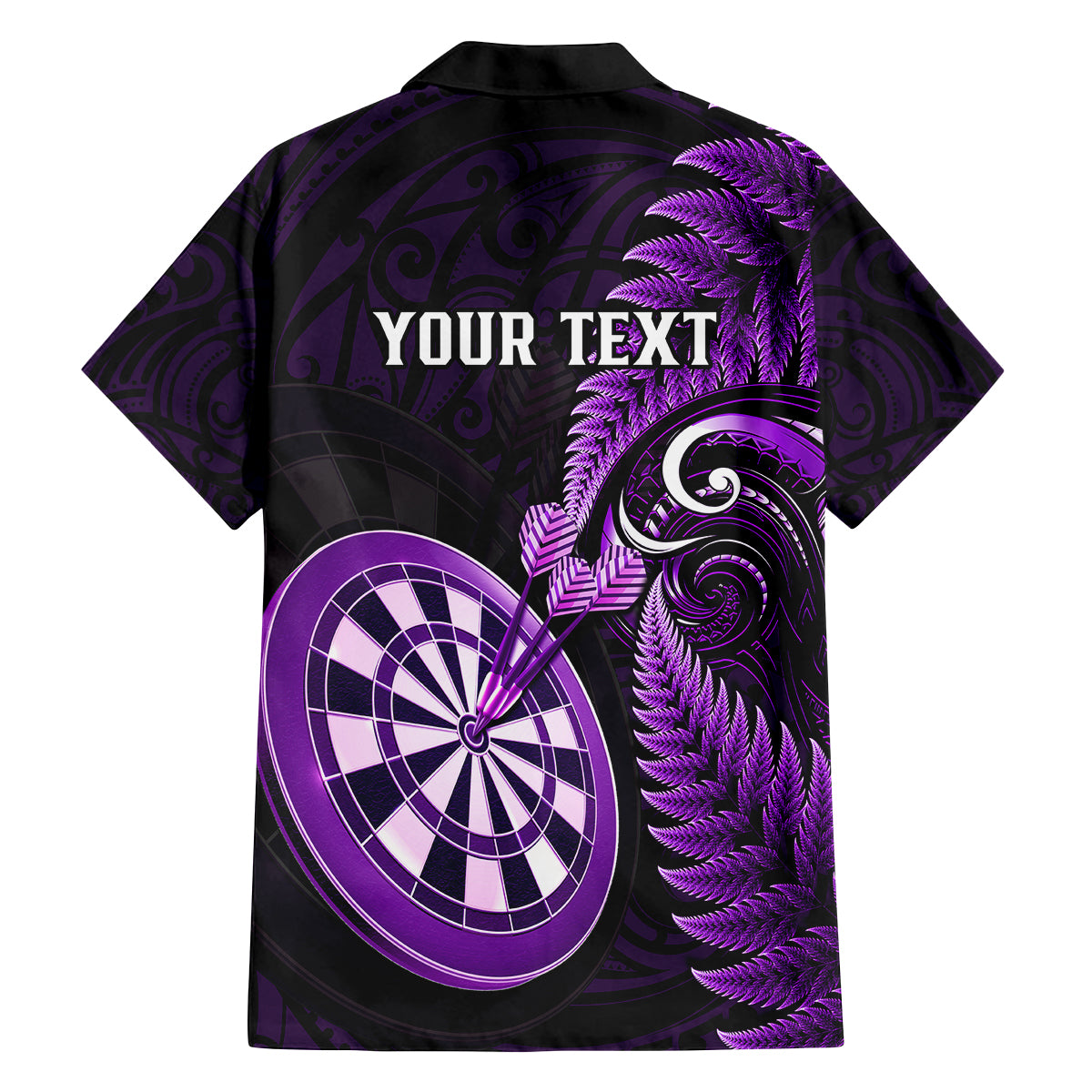 Personalised New Zealand Darts Family Matching Off Shoulder Short Dress and Hawaiian Shirt Happiness Is A Tight Threesome Maori Purple LT14 - Polynesian Pride