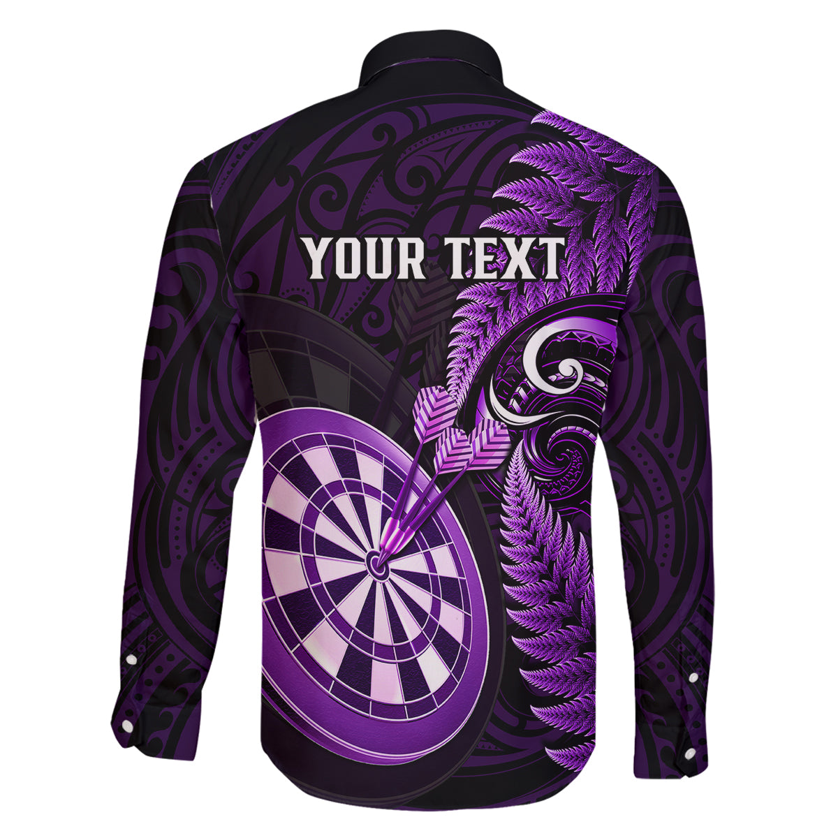 Personalised New Zealand Darts Family Matching Puletasi Dress and Hawaiian Shirt Happiness Is A Tight Threesome Maori Purple LT14 - Polynesian Pride