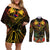 Papua New Guinea Central Province Couples Matching Off Shoulder Short Dress and Long Sleeve Button Shirts Papua Niugini Coat Of Arms With Flag Style LT14 Black - Polynesian Pride