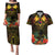 Papua New Guinea Central Province Couples Matching Puletasi Dress and Hawaiian Shirt Papua Niugini Coat Of Arms With Flag Style LT14 Black - Polynesian Pride