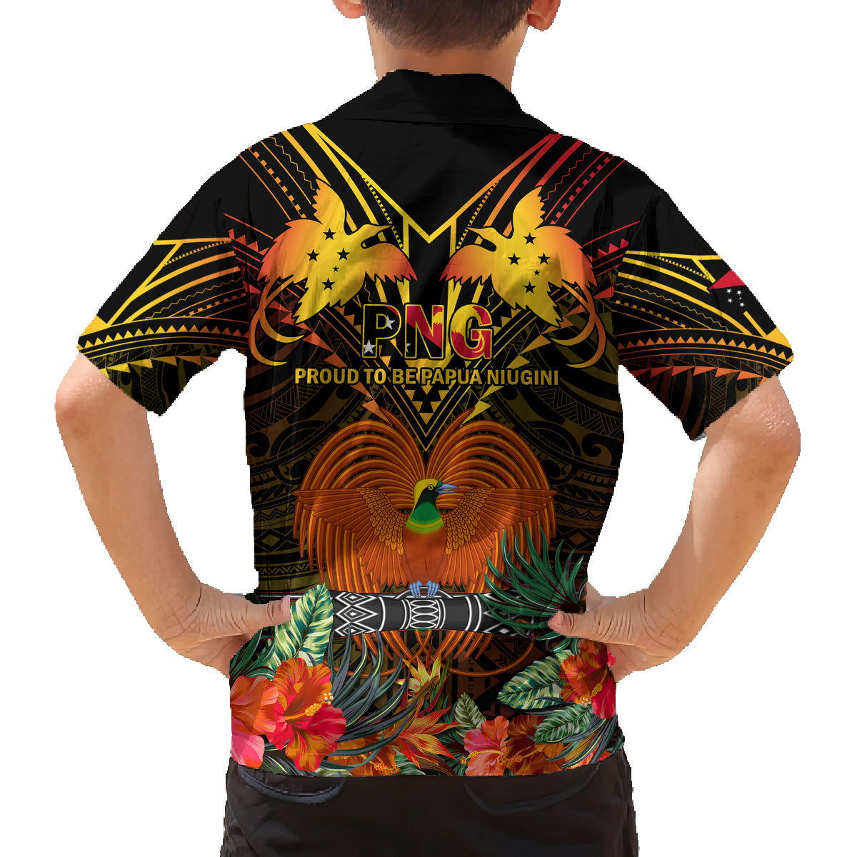 Papua New Guinea Central Province Kid Hawaiian Shirt Papua Niugini Coat Of Arms With Flag Style LT14 - Polynesian Pride