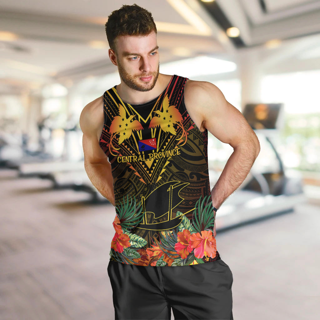 Papua New Guinea Central Province Men Tank Top Papua Niugini Coat Of Arms With Flag Style LT14 - Polynesian Pride