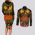 Papua New Guinea Chimbu Province Couples Matching Long Sleeve Bodycon Dress and Long Sleeve Button Shirts Papua Niugini Coat Of Arms With Flag Style LT14 - Polynesian Pride
