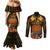 Papua New Guinea Chimbu Province Couples Matching Mermaid Dress and Long Sleeve Button Shirts Papua Niugini Coat Of Arms With Flag Style LT14 - Polynesian Pride