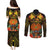 Papua New Guinea Chimbu Province Couples Matching Puletasi Dress and Long Sleeve Button Shirts Papua Niugini Coat Of Arms With Flag Style LT14 - Polynesian Pride