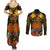 Papua New Guinea Chimbu Province Couples Matching Summer Maxi Dress and Long Sleeve Button Shirts Papua Niugini Coat Of Arms With Flag Style LT14 - Polynesian Pride