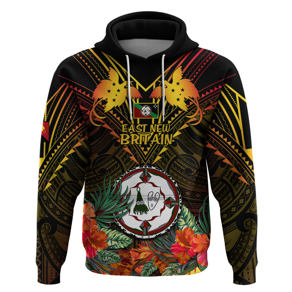 Papua New Guinea East New Britain Province Hoodie Papua Niugini Coat Of Arms With Flag Style LT14 Black - Polynesian Pride