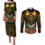 Papua New Guinea Western Province Couples Matching Puletasi Dress and Long Sleeve Button Shirts Papua Niugini Coat Of Arms With Flag Style LT14 Black - Polynesian Pride