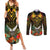 Papua New Guinea Western Province Couples Matching Summer Maxi Dress and Long Sleeve Button Shirts Papua Niugini Coat Of Arms With Flag Style LT14 Black - Polynesian Pride