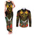 Papua New Guinea Western Province Couples Matching Tank Maxi Dress and Long Sleeve Button Shirts Papua Niugini Coat Of Arms With Flag Style LT14 Black - Polynesian Pride