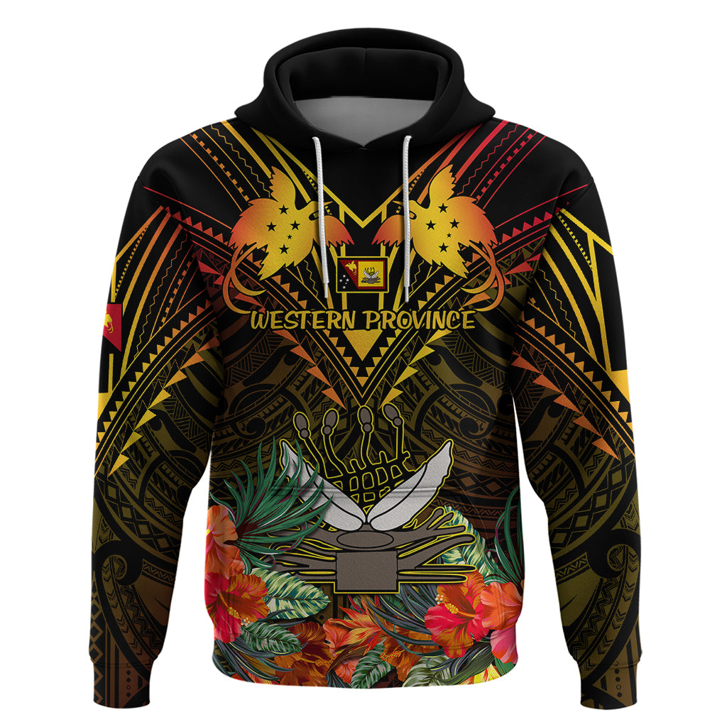 Papua New Guinea Western Province Hoodie Papua Niugini Coat Of Arms With Flag Style LT14 Black - Polynesian Pride
