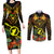 Papua New Guinea Southern Highlands Province Couples Matching Long Sleeve Bodycon Dress and Long Sleeve Button Shirts Papua Niugini Coat Of Arms With Flag Style LT14 Black - Polynesian Pride