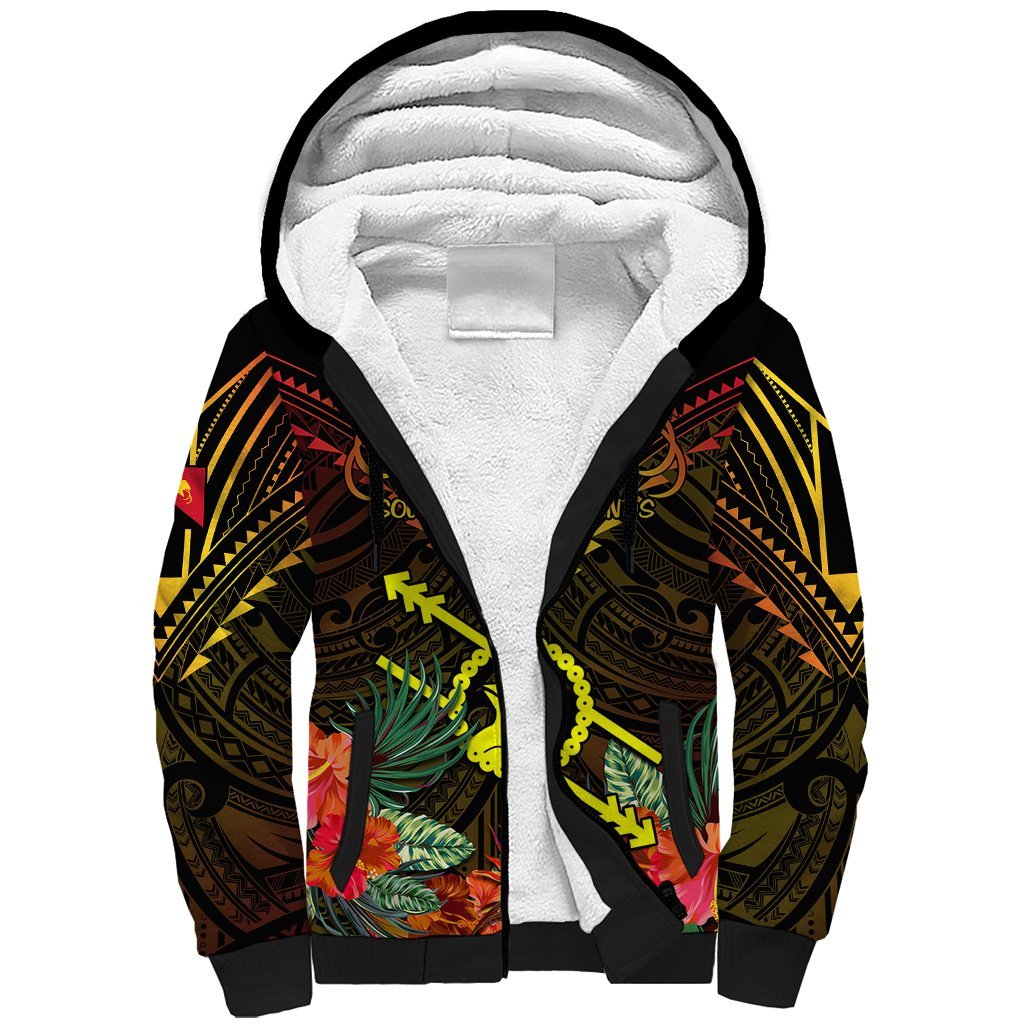 Papua New Guinea Southern Highlands Province Sherpa Hoodie Papua Niugini Coat Of Arms With Flag Style LT14 Unisex Black - Polynesian Pride