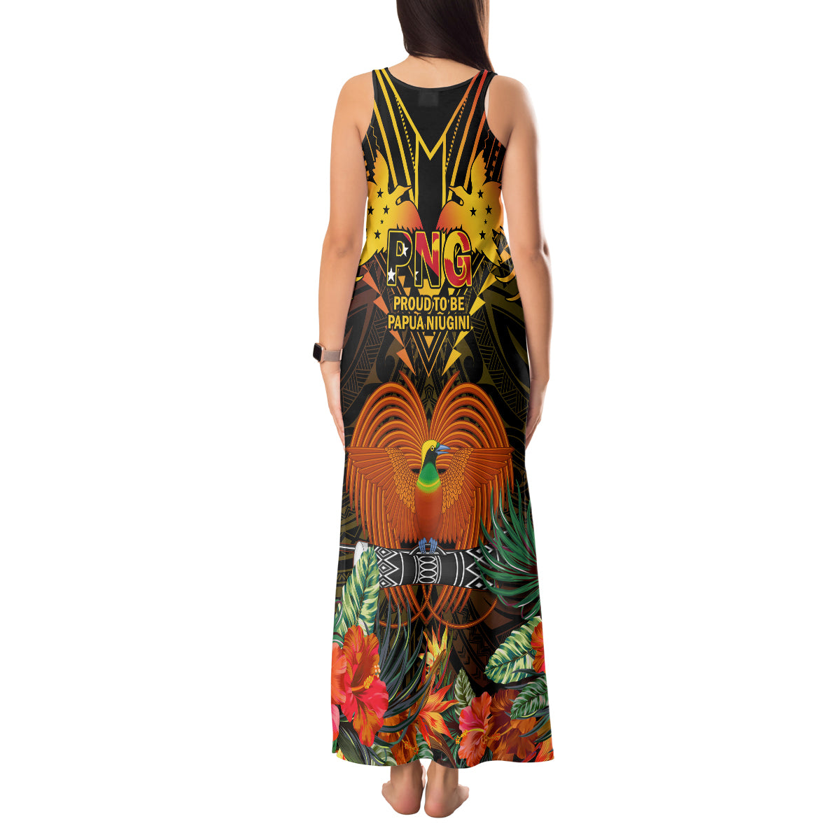 papua-new-guinea-manus-province-tank-maxi-dress-papua-niugini-coat-of-arms-with-flag-style