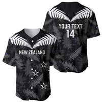 Custom New Zealand Silver Fern Football Baseball Jersey Go Aotearoa Grunge Black - Polynesian Pride