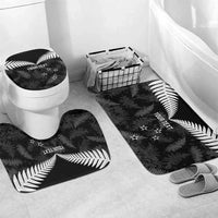 Custom New Zealand Silver Fern Football Bathroom Set Go Aotearoa Grunge Black - Polynesian Pride