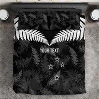 Custom New Zealand Silver Fern Football Bedding Set Go Aotearoa Grunge Black - Polynesian Pride