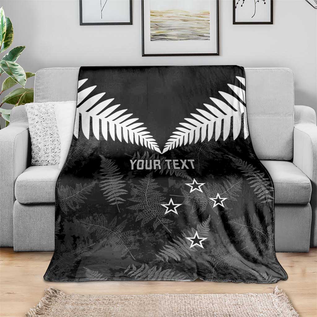 Custom New Zealand Silver Fern Football Blanket Go Aotearoa Grunge Black - Polynesian Pride