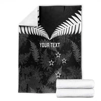 Custom New Zealand Silver Fern Football Blanket Go Aotearoa Grunge Black - Polynesian Pride