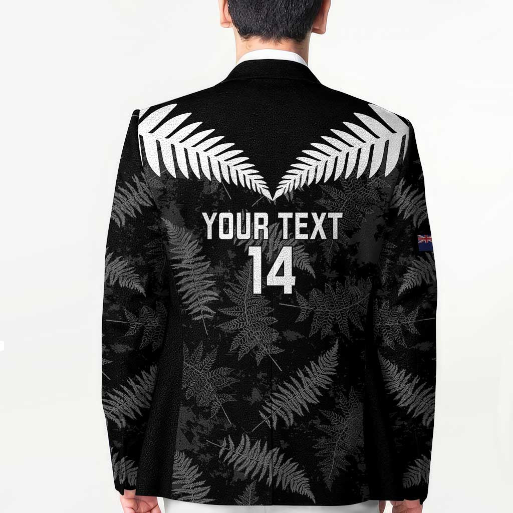 Custom New Zealand Silver Fern Football Blazer Go Aotearoa Grunge Black - Polynesian Pride