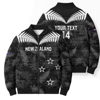 Custom New Zealand Silver Fern Football Bomber Puffer Jacket Go Aotearoa Grunge Black - Polynesian Pride