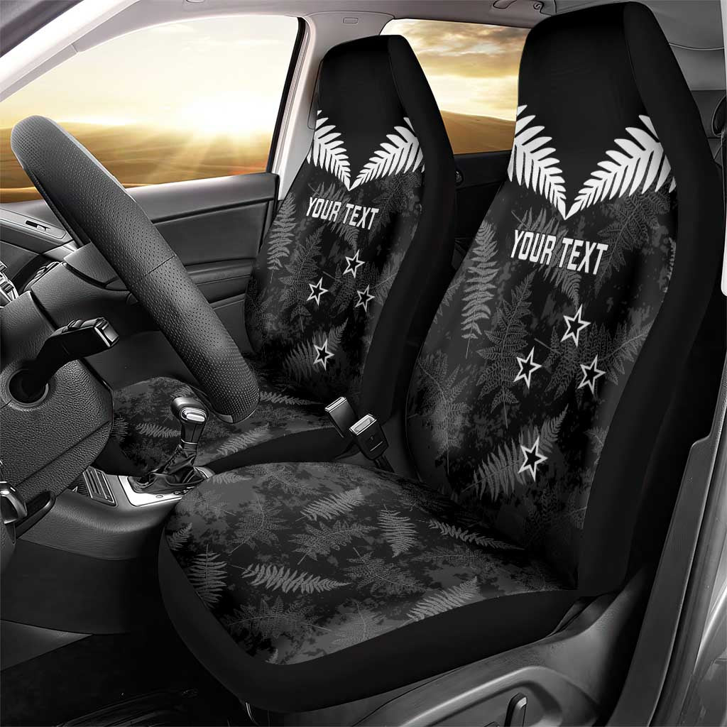 Custom New Zealand Silver Fern Football Car Seat Cover Go Aotearoa Grunge Black - Polynesian Pride