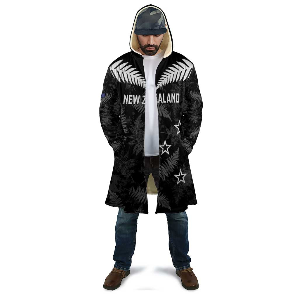 Custom New Zealand Silver Fern Football Cloak Go Aotearoa Grunge Black - Polynesian Pride