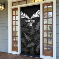 Custom New Zealand Silver Fern Football Door Cover Go Aotearoa Grunge Black - Polynesian Pride