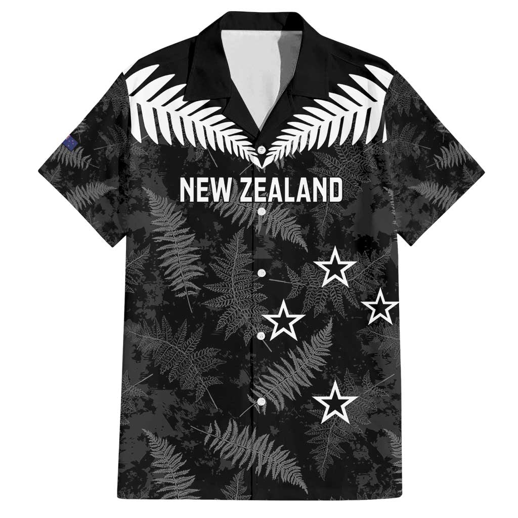 Custom New Zealand Silver Fern Football Family Matching Long Sleeve Bodycon Dress and Hawaiian Shirt Go Aotearoa Grunge Black - Polynesian Pride