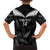 Custom New Zealand Silver Fern Football Family Matching Off The Shoulder Long Sleeve Dress and Hawaiian Shirt Go Aotearoa Grunge Black - Polynesian Pride