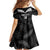 Custom New Zealand Silver Fern Football Family Matching Off Shoulder Short Dress and Hawaiian Shirt Go Aotearoa Grunge Black - Polynesian Pride