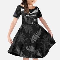 Custom New Zealand Silver Fern Football Family Matching Puletasi and Hawaiian Shirt Go Aotearoa Grunge Black - Polynesian Pride