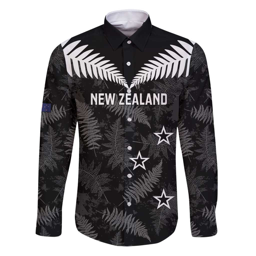 Custom New Zealand Silver Fern Football Family Matching Puletasi and Hawaiian Shirt Go Aotearoa Grunge Black - Polynesian Pride