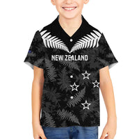 Custom New Zealand Silver Fern Football Kid Hawaiian Shirt Go Aotearoa Grunge Black - Polynesian Pride