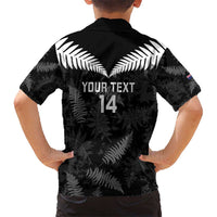 Custom New Zealand Silver Fern Football Kid Hawaiian Shirt Go Aotearoa Grunge Black - Polynesian Pride