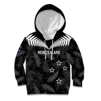 Custom New Zealand Silver Fern Football Kid Hoodie Go Aotearoa Grunge Black - Polynesian Pride